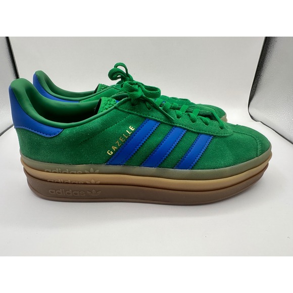 Adidas Gazelle Bold Stackform Platform Green Blue Suede Shoes Women's - Picture 2 of 11